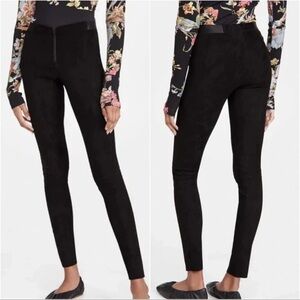 Alice + Olivia Leggings Pants 100% Lamb Leather Suede Black Zip Front USA 8